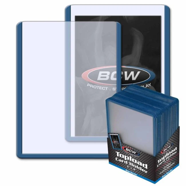 3x4 Topload Permium Card Holder, Blue Border