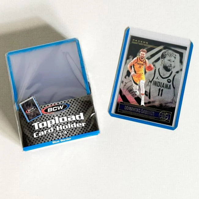 3x4 Topload Permium Card Holder, Blue Border