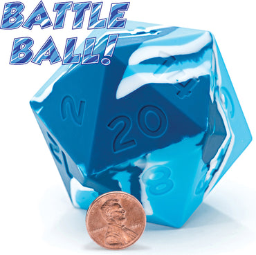 Random Encounter: Battle Ball D20 Two Blues and Bandage White Swirls 58mm Silicone Dice