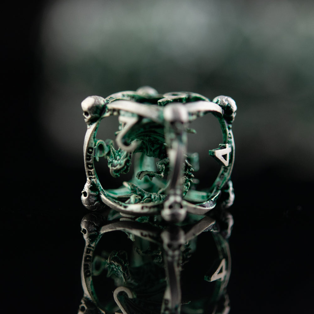 Misty Mountain Gaming Beholder's Gates Hollow Metal Dice Set, Blue and Silver