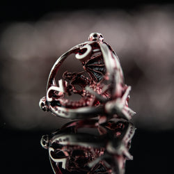 Misty Mountain Gaming Draco Immortui Hollow Metal Dice Set, Red and Silver