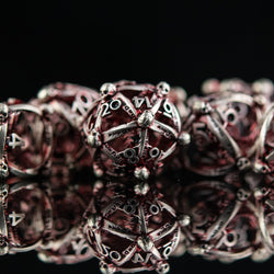 Misty Mountain Gaming Draco Immortui Hollow Metal Dice Set, Red and Silver