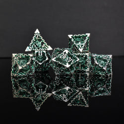 Misty Mountain Gaming Beholder's Gates Hollow Metal Dice Set Green & Silver