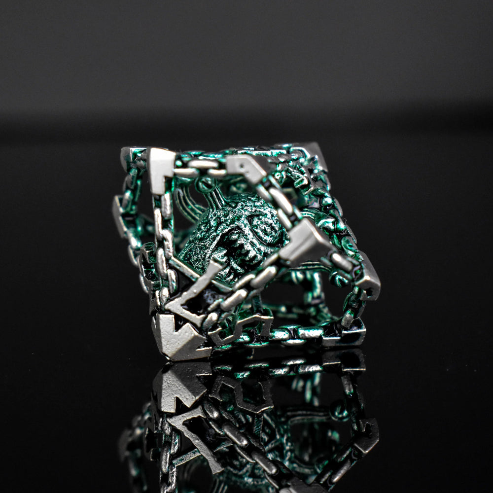 Misty Mountain Gaming Beholder's Gates Hollow Metal Dice Set Green & Silver