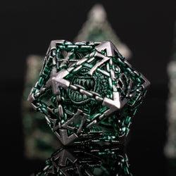 Misty Mountain Gaming Beholder's Gates Hollow Metal Dice Set Green & Silver