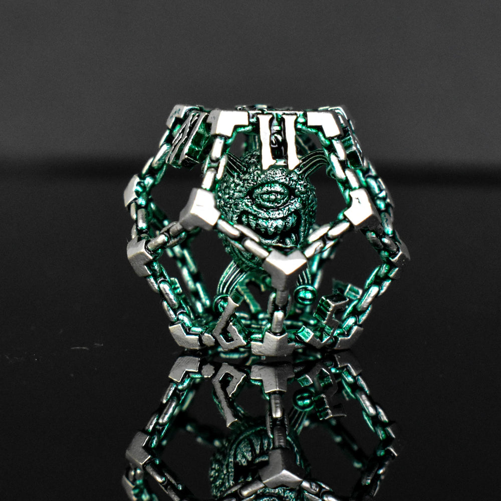 Misty Mountain Gaming Beholder's Gates Hollow Metal Dice Set Green & Silver
