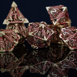 Misty Mountain Gaming Dragonguard Hollow Metal Dice Set, Crimson and Gold