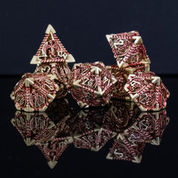 Misty Mountain Gaming Dragonguard Hollow Metal Dice Set, Crimson and Gold