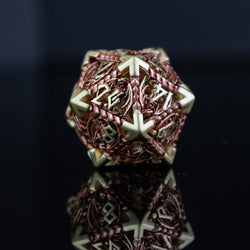 Misty Mountain Gaming Dragonguard Hollow Metal Dice Set, Crimson and Gold
