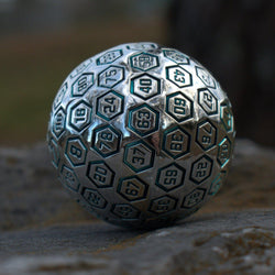 Misty Mountain Gaming The Orb D100 Aqua and Silver Metal Die