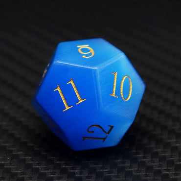 Gemstone Dice, Blue Cat Eye Gold Numbers