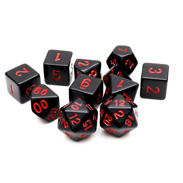 Black Dice with Red Numbers, 11 Piece
