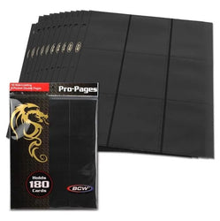 BCW Side Loading 18-Pocket Pro Pages, Black