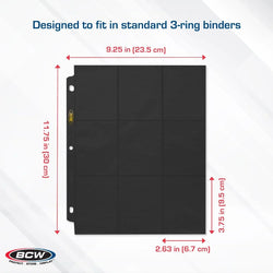 BCW Side Loading 18-Pocket Pro Pages, Black
