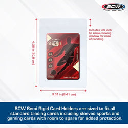 BCW Semi-Rigid Card Holder 3⁵⁄₁₆" X 4¹⁵⁄₁₆", 50 Pack