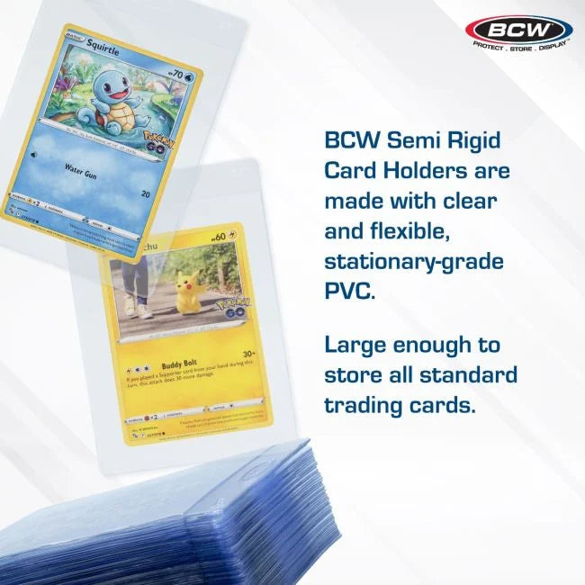 BCW Semi-Rigid Card Holder 3⁵⁄₁₆" X 4¹⁵⁄₁₆", 50 Pack