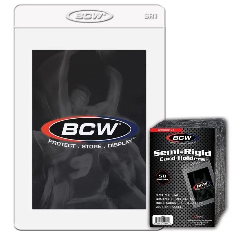 BCW Semi-Rigid Card Holder 3⁵⁄₁₆" X 4¹⁵⁄₁₆", 50 Pack