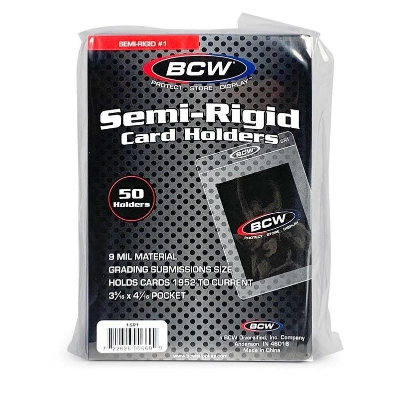 BCW Semi-Rigid Card Holder 3⁵⁄₁₆" X 4¹⁵⁄₁₆", 50 Pack