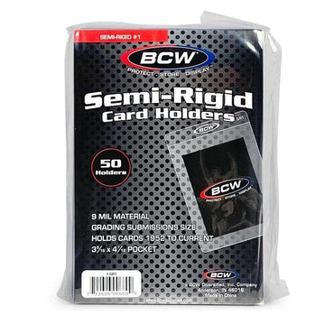 BCW Semi-Rigid Card Holder 3⁵⁄₁₆" X 4¹⁵⁄₁₆", 50 Pack