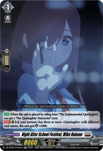 Beyond the Dream Attained, Miku Nakano (EXC) (DZ-BT02/EX19EN) [Illusionless Strife]