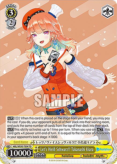 Let's Weiss Schwarz!! Takanashi Kiara (HOL/WE45-TE04 TD) [hololive production ft. Weiss Schwarz Ambassadors]
