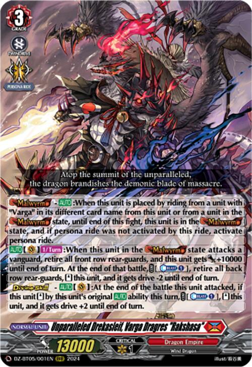 Unparalleled Drekasleif, Varga Dragres "Rakshasa" (DZ-BT05/001EN) [Omniscient Awakening]