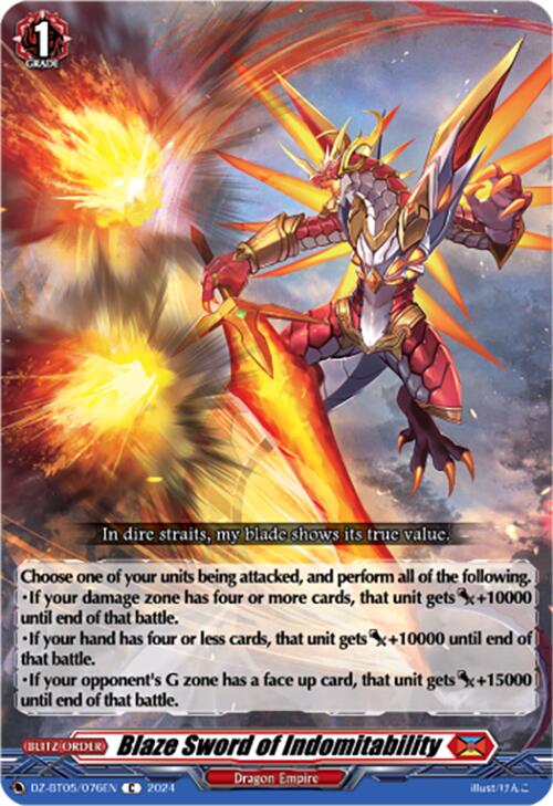 Blaze Sword of Indomitability (DZ-BT05/076EN) [Omniscient Awakening]