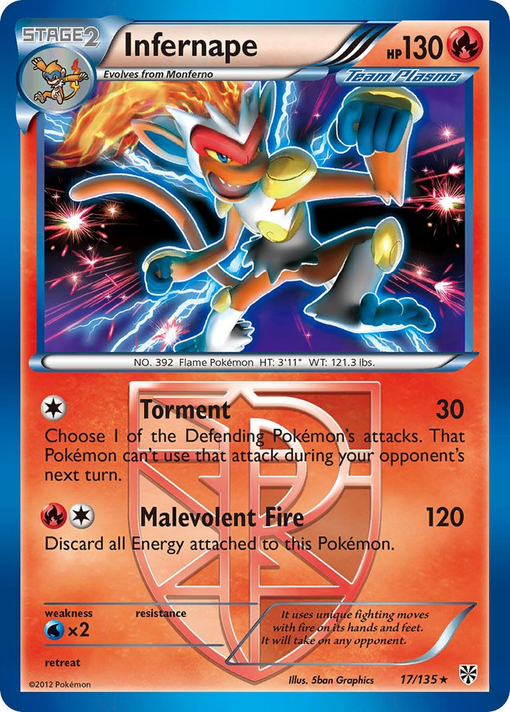 Infernape (17/135) (Theme Deck Exclusive) [Black & White: Plasma Storm]