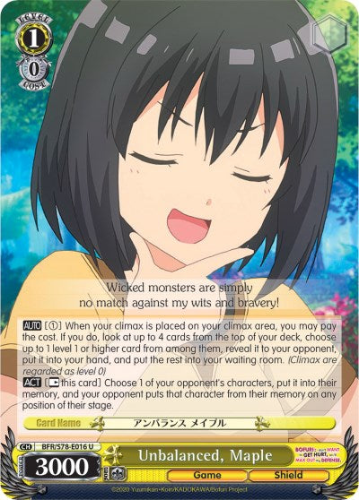 Unbalanced, Maple (BFR/S78-E016 U) [BOFURI: I Don't Want to Get Hurt, so I'll Max Out My Defense]