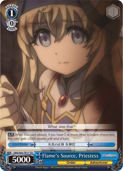 Flame's Source, Priestess (GBS/S63-TE17 TD) [Goblin Slayer]