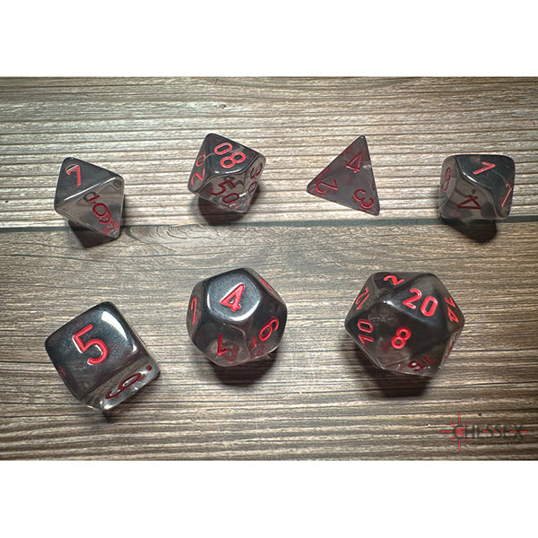 7-Die Set Translucent: Smoke/Red