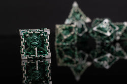 Misty Mountain Gaming Beholder's Gates Hollow Metal Dice Set Green & Silver