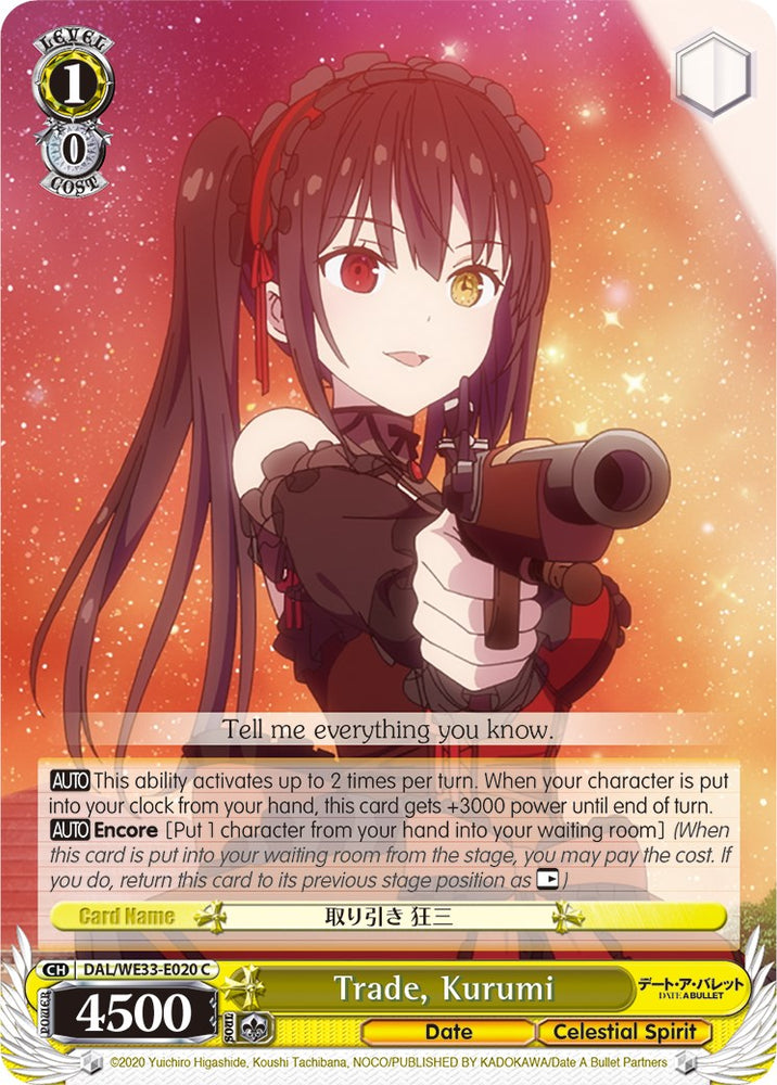 Trade, Kurumi (DAL/WE33-E020 C) (Parallel Foil) [Date A Bullet]