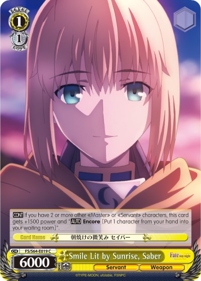 Smile Lit by Sunrise, Saber (FS/S64-E019 C) [Fate/Stay Night [Heaven's Feel]]