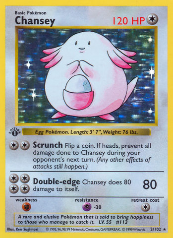 Chansey (3/102) (Shadowless) [Base Set 1st Edition]