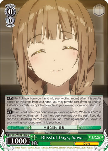 Blissful Days, Sawa (DAL/WE33-E032 U) (Parallel Foil) [Date A Bullet]
