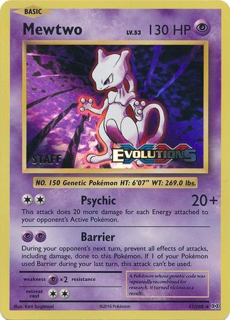 Mewtwo (51/108) (XY Evolutions Staff Prerelease) [XY: Black Star Promos]