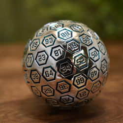 Misty Mountain Gaming The Orb D100 Aqua and Silver Metal Die