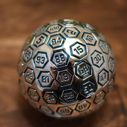 Misty Mountain Gaming The Orb D100 Aqua and Silver Metal Die