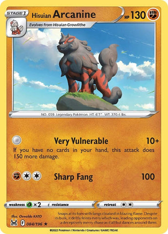 Hisuian Arcanine (084/196) (Theme Deck Exclusive) [Sword & Shield: Lost Origin]