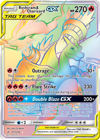 Reshiram & Charizard GX (217/214) [Sun & Moon: Unbroken Bonds]