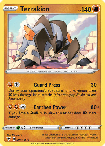 Terrakion (092/185) [Sword & Shield: Vivid Voltage]