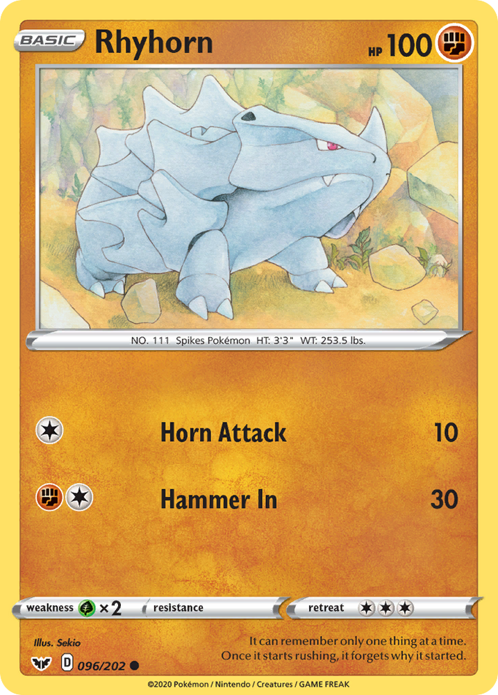 Rhyhorn (096/202) [Sword & Shield: Base Set]